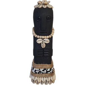 Stoneman kralen en schelpen – zwart - handgemaakt in bali - stenen beeldje