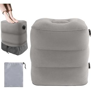 Inflatable Foot Rest 3 Layer Adjustable Height and Travel Pillow - Travel Supplies for Airplane Car Train Office and Home