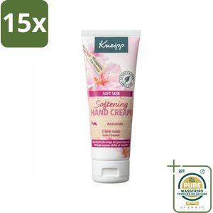 15 x Kneipp - Handcrème - Soft Skin - Amandelbloesem - 75 ml - Grootverpakking - Handcrème - Droge Handen - Gevoelige Handen - Amandelolie - Sheabutter