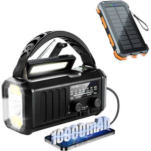 DreamGoods 10.000mAh Noodradio - Solar Opwindbaar - Solar Powerbank 10.000mAh - Denk Vooruit - Draagbare en Opwindbare Radio - Nood Radio - Noodradio dab Solar Opwindbaar