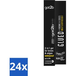 24 x Got2B - Wenkbrauwgel - 4 Brows & Edges Waterproof Transparant - 16 ml - Wenkbrauwen Stylen - Haarranden Stylen - Waterdichte Gel - Strakke Brows - Babyhaartjes