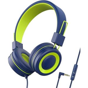 Intelectro Kinderheadset - Veilig, Verstelbaar en Verbluffend Geluid voor Jonge Kinderen - Geluid van Hoogwaardige Kwaliteit - Ingebouwde Gehoorbescherming - Opvouwbaar Ontwerp - Zachte Oorkussens - Blauw - Levering Sneller dan Aangegeven!