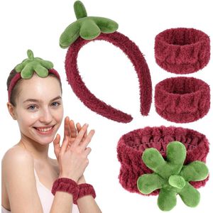 JHubers Goods - Elastische spa-gezichtshoofdband en polswasbandenset voor dames | 4 stuks | Huidverzorging, yoga, douche & make-up