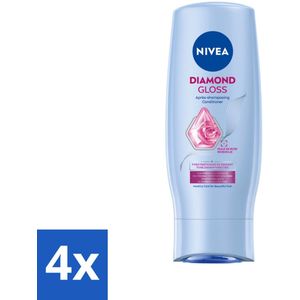 4 x NIVEA - Diamantglans Conditioner - Crèmespoeling - Voor Glans - 200 ml - Haar Conditioner - Glans Conditioner - NIVEA Diamond Gloss - Diamant Poeder - Aronskelk Extract