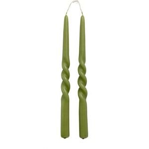 Rustik Lys - twist - kaars - Swirl kaarsen -  Olijf groen - gedraaide kaarsen - 2.1 x 29 cm - set van 4 stuks