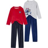 Set van 2 - Jongenspyjama's - Marineblauw - Fluweel/Velours - Politie