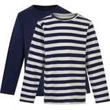 MINYMO - Shirt - Blauw - Natuurwit - 2 Pack - Lange Mouw