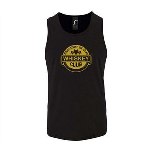 Zwarte Tanktop sportshirt met ""Member of the Whiskey club"" Print Goud Size S