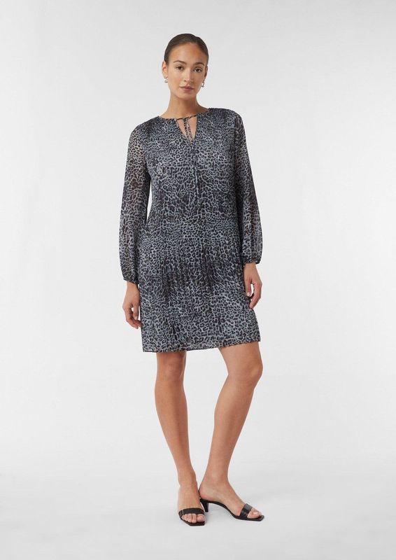 comma - A-lijn Jurk - Chiffon - Met All-over Print - Korte Lengte