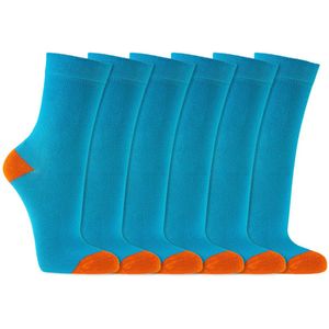 Kindersokken | Contrasterende hiel en teen | Kleur: Licht blauw | Maat: Diverse maten | 6 paar