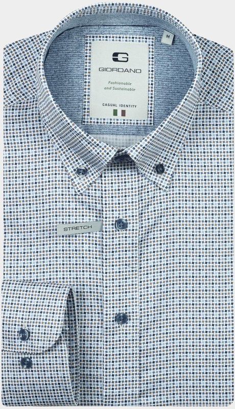 Giordano - Loretto - Casual Hemd - Blauw - Lange Mouw