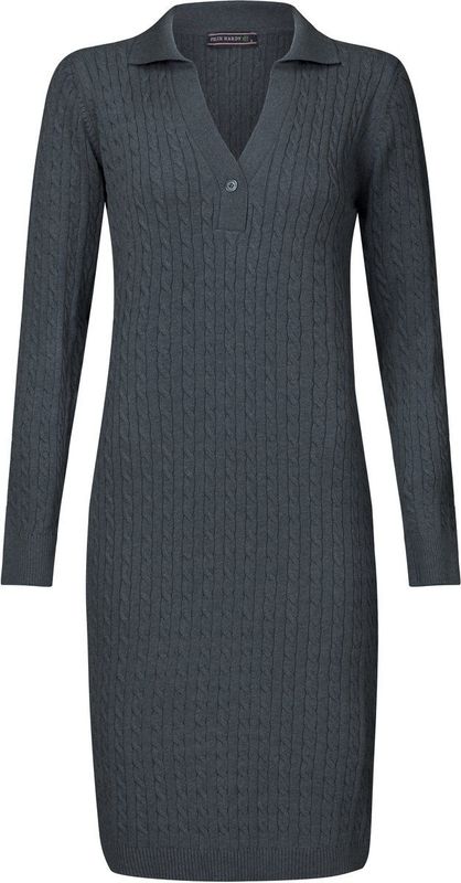 Gebreide Jurk - Effen - Polokraag - Lange Mouw - Knielengte - Normale Pasvorm