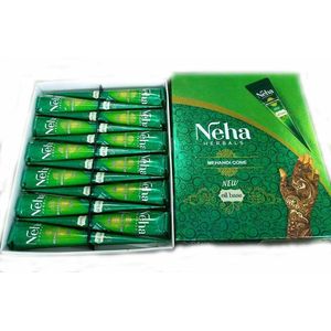 Henna Tattoe - 6 stuks - Yashika Henna - Mehndi - Lichaamskunst - Tijdelijke Tatoeage - Met Natuurlijke Kruiden - Neptattoe - Inkt Pasta - 6 cones - 25 gram/tube