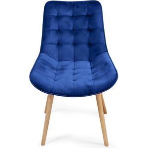 Eetkamerstoel - Eetkamerstoelen - Eetkamerstoel met armleuning - Stoelen - Gestoffeerde stoel - 6 kg - Hout - Blauw - 60 x 54 x 84 cm