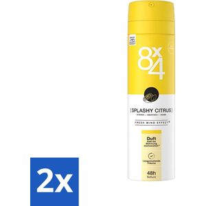 8 x 4 Deospray - Splashy Citrus - Deodorant - Citrusgeur - 150 ml - Voordeelverpakking - 2 stuks