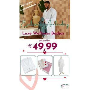 Wellness Pakket: Badjas Wafel M & Hamamdoek 90x165cm Rood