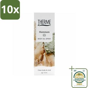 10 x Therme - Hammam - Bodyolie Spray - Hydraterend - Verzorgend - 125ml - Grootverpakking - Body Oil Spray - Hydraterende Olie - Lichaamsolie - Wellness - Ontspanning