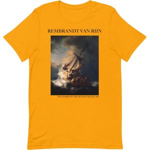 Rembrandt van Rijn 'De Storm op het Meer van Galilea' (""The Storm on the Sea of Galilee"") Beroemd Schilderij T-Shirt | Unisex Klassiek Kunst T-shirt | Goud | M