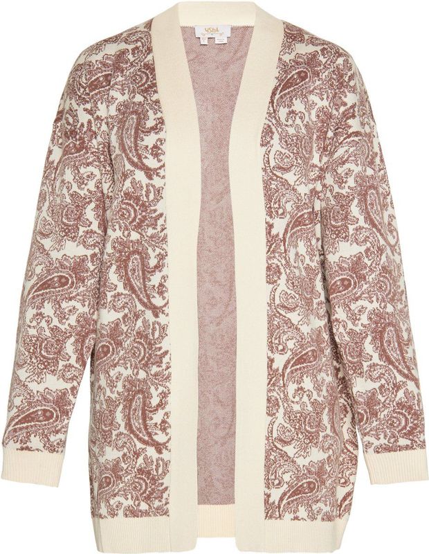 usha - FESTIVAL - Gebreid Vest - Bruin / Offwhite