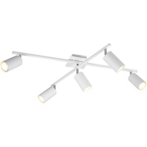 LED Plafondlamp - Plafondverlichting - Torna Mary - GU10 Fitting - 5-lichts - Rechthoek - Mat Wit - Aluminium