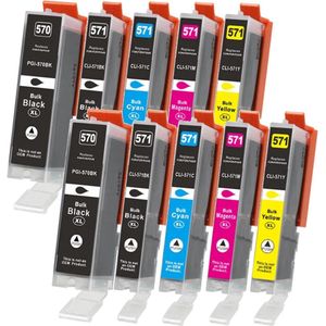 MediaHolland - Huismerk Inkt Cartridges geschikt voor Canon CLI571-PGI570 Printers - Set van 10 Stuks - 5 Kleuren - Geschikt voor Canon Inktpatronen, Cartridge