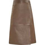Dreimaster - A-lijnrok - Taupe - Midi - Lamsleer