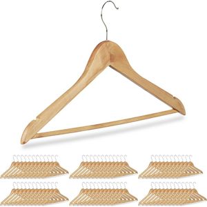 Relaxdays 72 x kledinghangers - kledinghangerset - hout - garderobehangers – bruin