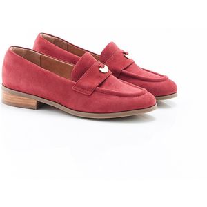 Damart - Mocassin in kalfssplitleder met medaillon - Dames - Rood - 36