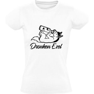 Dronken ezel Dames T-shirt | festival | bier | feest | carnaval | Grappig | Wit