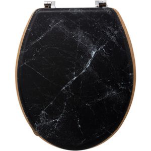 5Five Léa Toiletbril met marmereffect - 36x43x5cm - Zwart