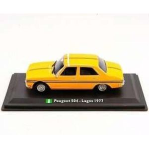 Peugeot 504 Lagos Taxi (Geel) 1:43 Atlas - Modelauto - Schaalmodel - Miniatuurauto