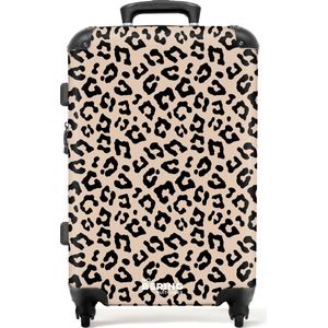 NoBoringSuitcases.com® - Koffer groot - Rolkoffer lichtgewicht - Beige met zwarte panterprint - Reiskoffer met 4 wielen - Grote trolley XL - 20 kg bagage