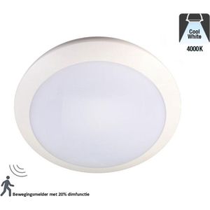 Led Plafonnière 16w, 1390 Lumen, 4000K Neutraal Wit, Met bewegingssensor en terugdimfunctie, IP66, IK10