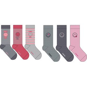 Meisjes sokken - katoen 6 paar - SWEET & CROSS - maat 31/34 - assortiment Grijs & rose