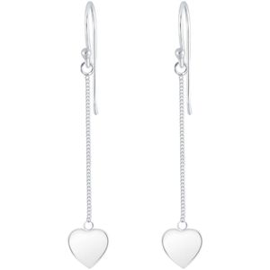 Joy|S - Zilveren hartje aan een kettinkje oorbellen - hartje oorhangers - sterling zilver 925