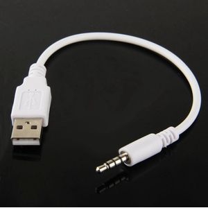 USB naar 3,5 mm Jack Data Sync & Charge-kabel voor iPod shuffle 1e / 2e / 3e generatie, lengte: 15,5 cm (wit)
