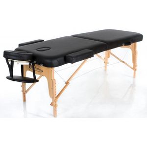 RESTPRO Opvouwbare Massagetafel VIP 2 Zwart - 2 zones - PU leer