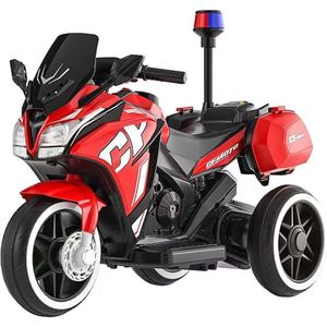 Elektrische kindermotor - Accuvoertuigen - Kindermotor - Politie motor - 6v - 18 maanden tot 6 jaar - Rood