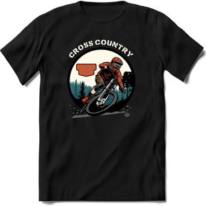 Cross Country | TSK Studio Mountainbike kleding Sport T-Shirt | Oranje | Heren / Dames | Perfect MTB Verjaardag Cadeau Shirt Maat S