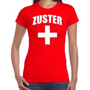 Zuster met Kruis Verkleed T-shirt Rood Voor Dames - Verpleegster Carnaval / Feest Shirt Kleding / Kostuum XL