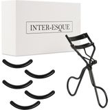 INTER-ESQUE® Wimperkruller + 5x Gratis Extra Siliconen Pad - Zwart