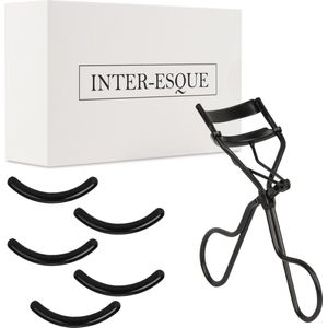 INTER-ESQUE® Wimperkruller + 5x Gratis Extra Siliconen Pad - Zwart