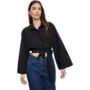 Trendyol Regular Fit Geweven Overhemd Met Pruimenkleurige Stropdasdetail Twoaw25Go00067