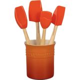 Le Creuset Spatelset - met spatelpot - Premium - Oranjerood - 5-delig