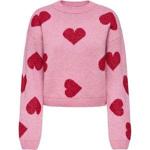 Only - Onlhappie Ls Pullover - Wild Rose/Salsa Mela - Damestrui