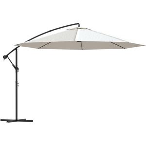 vidaXL Zweefparasol - 3,5 m - Zandwit - UV-bescherming Zonscherming - Parasollen - Tuinparasol - Balkonparasol - Zweefparasol