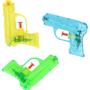 Grafix Waterpistooltje/waterpistool - 3x - klein model - 11 cm - geel/groen/blauw