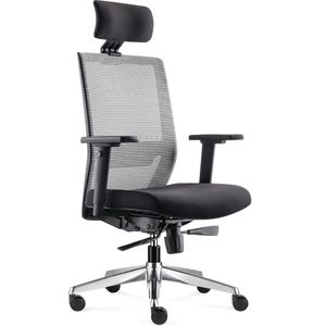 Bens 850H-Ergo-3 - NIEUW - Ergonomische Bureaustoel met alle instel opties - Incl. hoofdsteun - Gepolijst aluminium voetenkruis - GREENGUARD GOLD - Voldoet aan EN1335 & ARBO normen - Wit