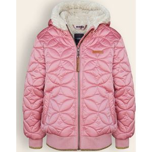 Meisjes winterjas bomber met capuchon AOP - Bestie - Lychee