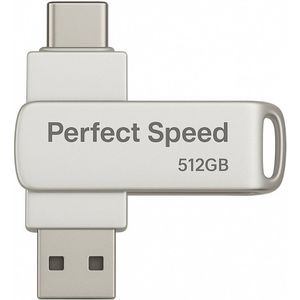 Perfect Speed - Usb stick 512GB - Dual Port - 880 Mbps - Snelle Usb Stick - Usb 3.2 - Zilver